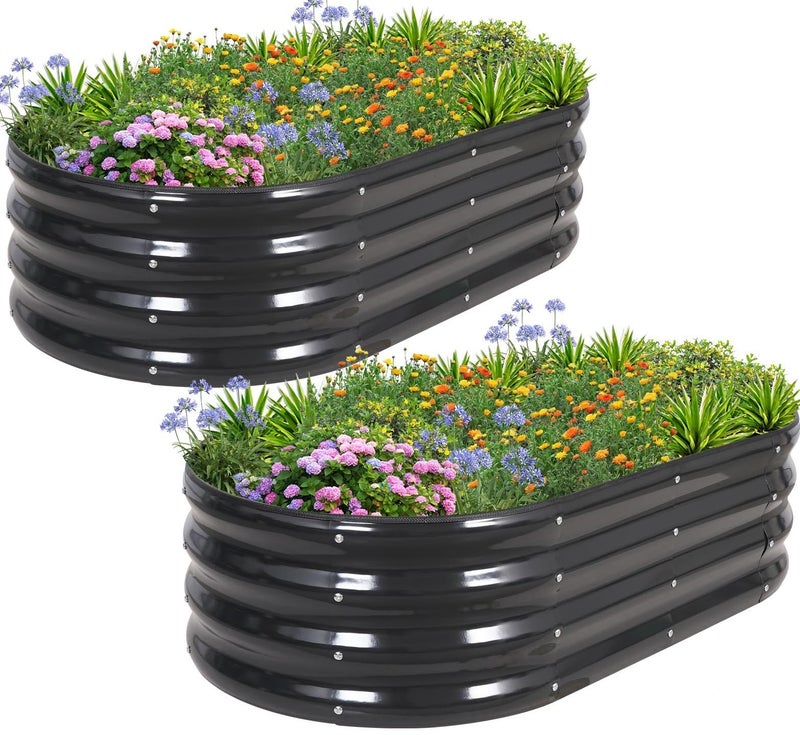 1MORE Galvanized Raised Garden Bed- Planter Garden Boxes Outdoor, Raised Beds for Gardening, 4x2x1ft Metal Garden Bed Kit for Vegetables Flower, Planter Raised Beds with Tools.Gray-2pack - Image 1