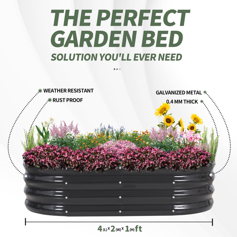 1MORE Galvanized Raised Garden Bed- Planter Garden Boxes Outdoor, Raised Beds for Gardening, 4x2x1ft Metal Garden Bed Kit for Vegetables Flower, Planter Raised Beds with Tools.Gray-2pack - Image 4