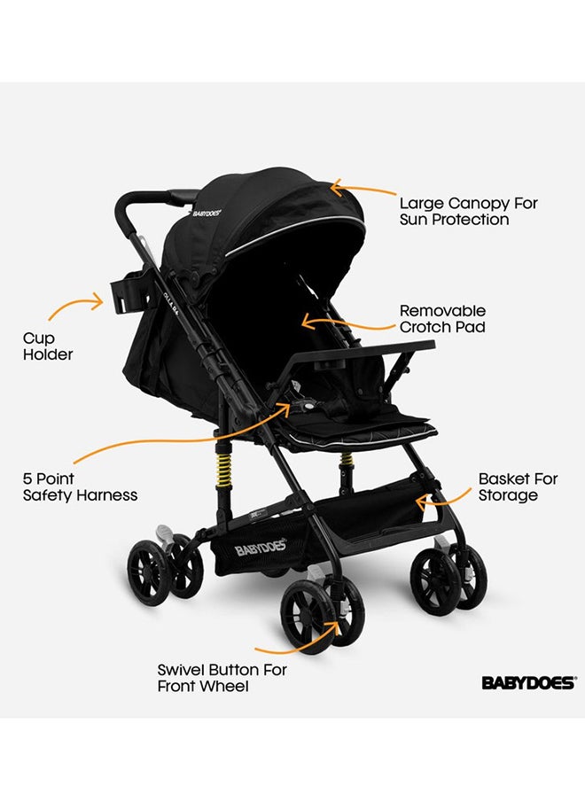 BABYDOES OLLA R+ Baby Stroller with Reversible Handle 5-point safety harness And Easy One-Hand Fold Cup Holder 0 To 4 Year Up To 20 Kg Black  - Image 3