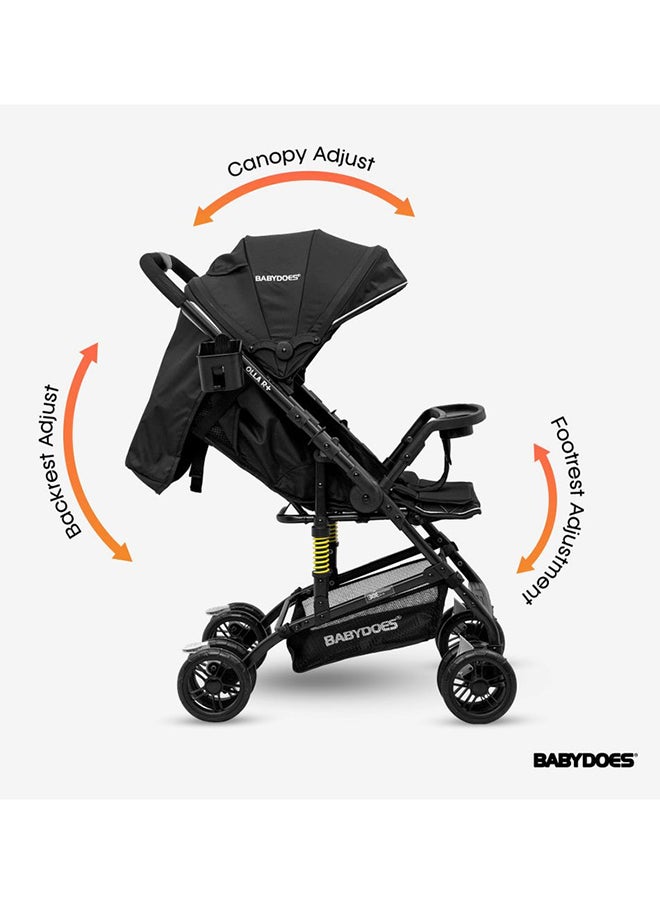 BABYDOES OLLA R+ Baby Stroller with Reversible Handle 5-point safety harness And Easy One-Hand Fold Cup Holder 0 To 4 Year Up To 20 Kg Black  - Image 5
