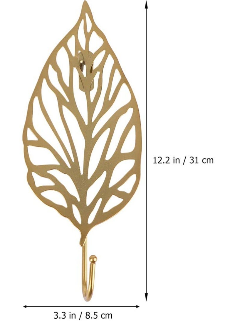 2Pcs Iron Decorative Wall Hooks Leaf Wall- Mounted Coat Hanger Key Holder Wall Hat Bag Hooks Household Storage Hook - Image 3
