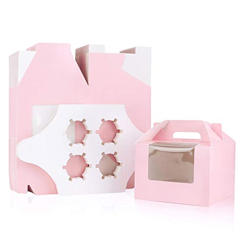 EUSOAR Cupcake Treats Gift Boxes 59 x 59 x 43 50Pcs Cupcake Carrier Boxes with insert and Display Window Bakery Wrapping Party Favor Pastry Packing TakeOut Muffin Carry Boxes Container