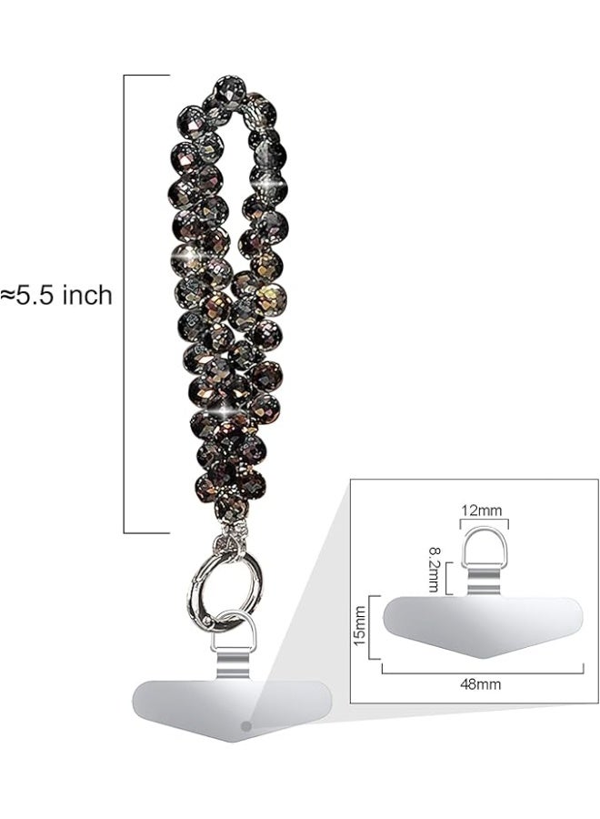 Beaded Phone Wrist Strap, Cellphone Lanyard Chain, Sparkling Wristlet Bracelet for Women, Black - Image 2