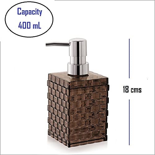 Nimbose® Ceramic Like Acryclic Soap Dispenser for Wash Basin - Handwash Dispenser Bottle - Leak-Proof Design with Silver Glossy Pump (Blackish Brown Color, Qty:1) - Image 2