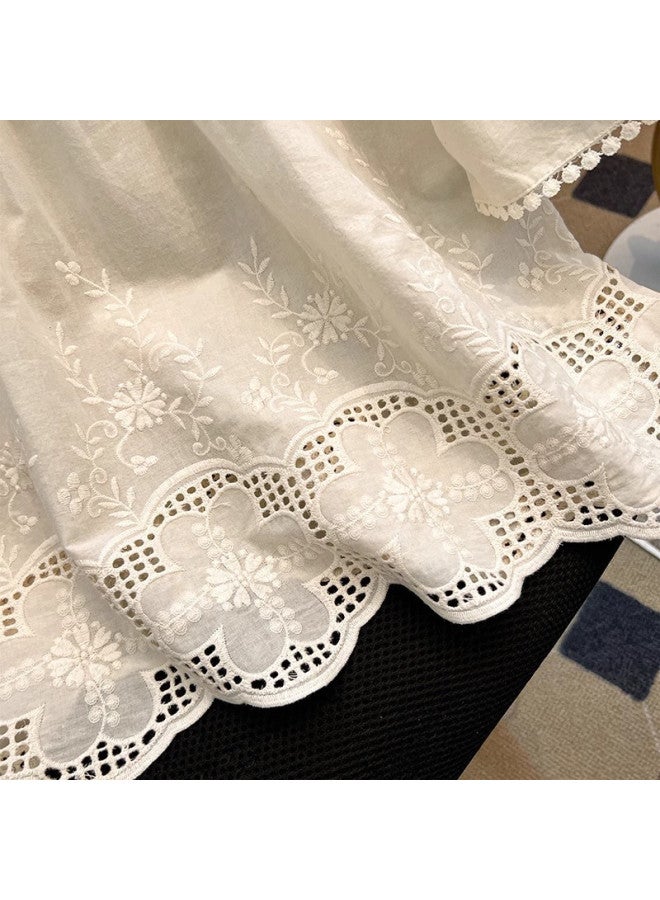 XINYANG french Round Neck Lace Blouse Women's 2025 Summer Embroidered Lace Shirt - Image 4