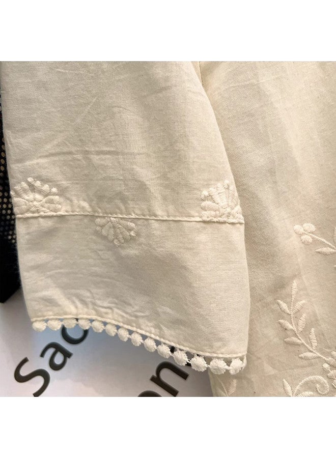 XINYANG french Round Neck Lace Blouse Women's 2025 Summer Embroidered Lace Shirt - Image 5