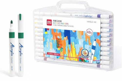 deli Acrylic Paint Markers 48 Colors Professional WaterBased Art Markers for Wood Canvas Plastic Metal Craft Projects - Image 1