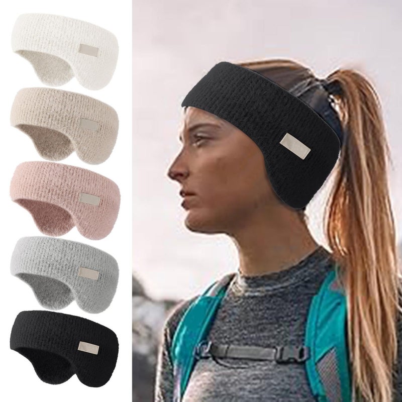 White Winter Headband Ear Warmers Muffs With Noise Cancelling For Running Yoga Skiing - Image 5