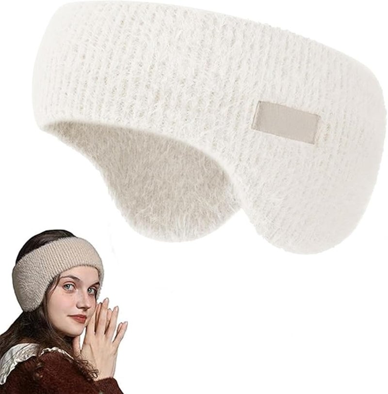 White Winter Headband Ear Warmers Muffs With Noise Cancelling For Running Yoga Skiing - Image 1