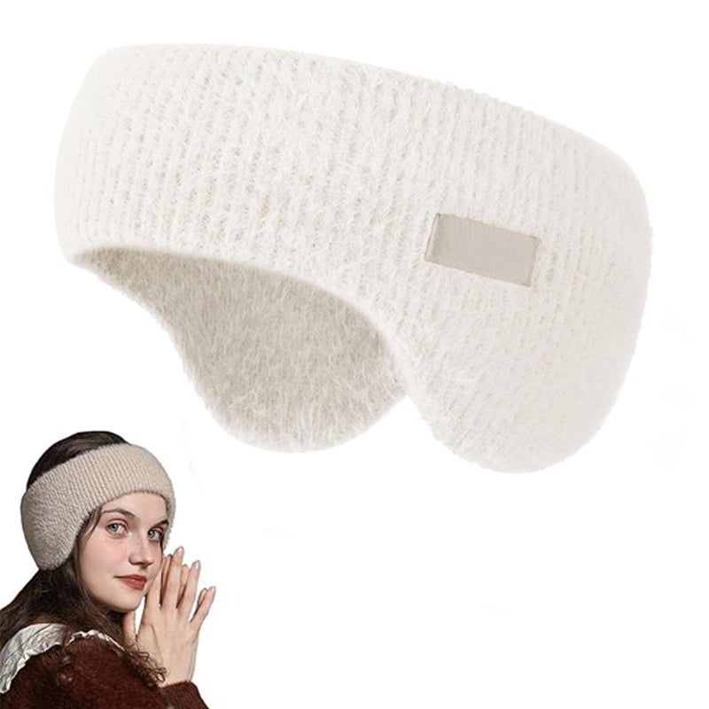 White Winter Headband Ear Warmers Muffs With Noise Cancelling For Running Yoga Skiing - Image 2