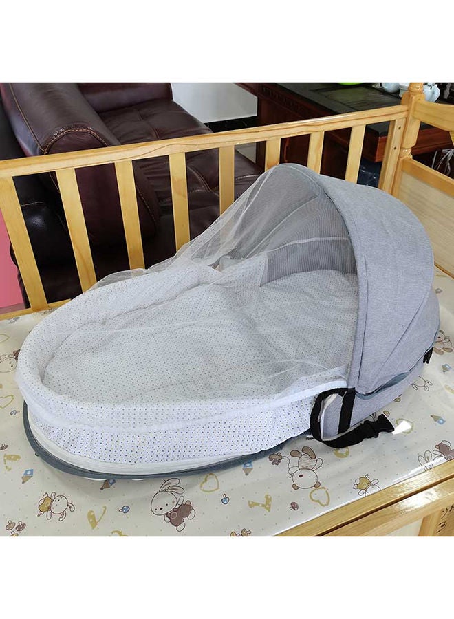 Bumble & Bird Baby Nest For Newborn With Mosquito Net Baby Portable Sleeping Bed Breathable 100% Cotton Hypoallergenic With Pillowportable Royal Grey - Image 2