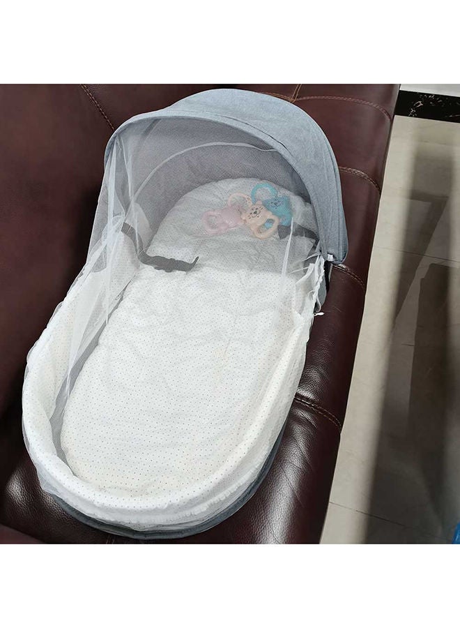 Bumble & Bird Baby Nest For Newborn With Mosquito Net Baby Portable Sleeping Bed Breathable 100% Cotton Hypoallergenic With Pillowportable Royal Grey - Image 3