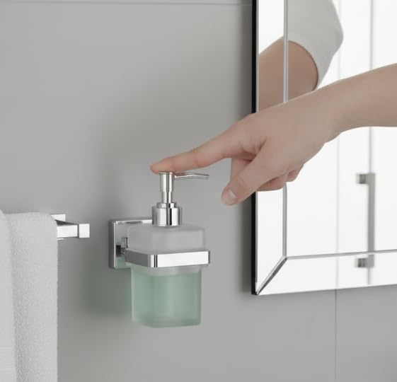 ORCE BATH ARTICLE Liquid Soap Dispenser Holder for Bathroom Glass Handwash Dispenser for Wash Basin Chrome Finish Anti-Rust 304 Stainless Steel - Image 3