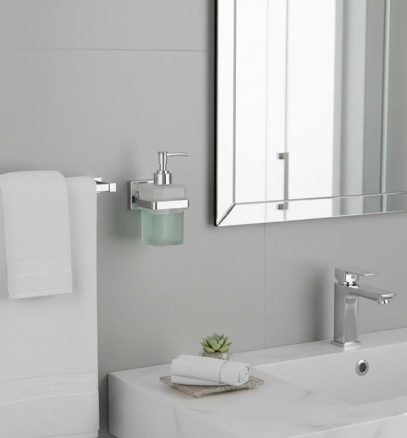 ORCE BATH ARTICLE Liquid Soap Dispenser Holder for Bathroom Glass Handwash Dispenser for Wash Basin Chrome Finish Anti-Rust 304 Stainless Steel - Image 4