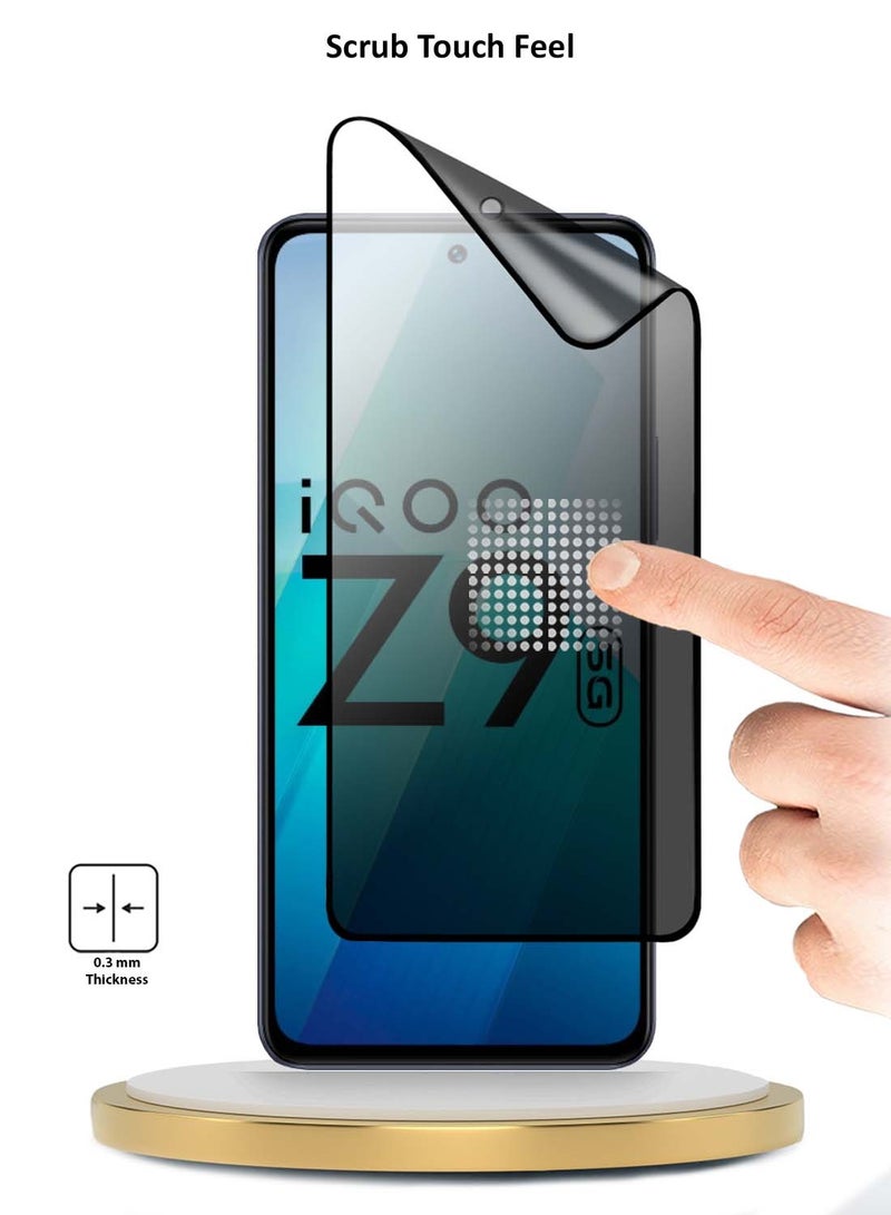 Wtech Vivo iQOO Z9 5G 2024 Premium Nano Ceramic Privacy Full Glue Full Cover Matte Flexible Screen Protector (MSCNMP) - Clear/Black - Image 3