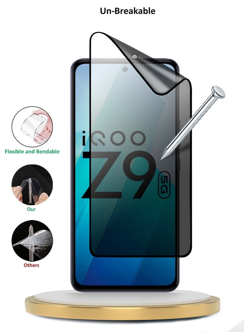 Wtech Vivo iQOO Z9 5G 2024 Premium Nano Ceramic Privacy Full Glue Full Cover Matte Flexible Screen Protector (MSCNMP) - Clear/Black - Image 4