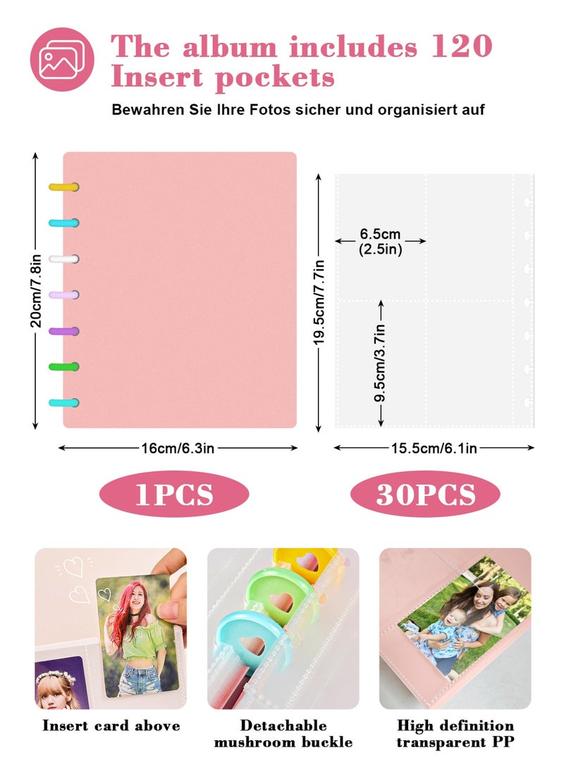 هومار كيت وحدة تجميع البطاقات الفوتوغرافية بوصة حامل البطاقة الفوتوغرافية أكياس الكتب مع 30Pcs الصفحات الداخلية - Image 2