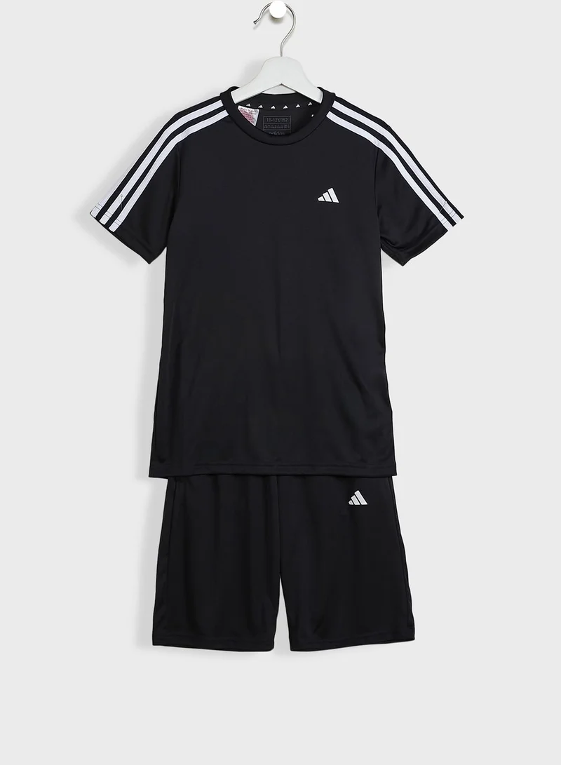 Adidas Youth 3 Stripe Train Essential Aeroready Set