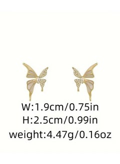 Generic Butterfly Stud Earrings, Sweet Petite Wings With Rhinestones, Fashionable Simple Korean Style, Versatile Chic Trendy Accessory  - Image 5