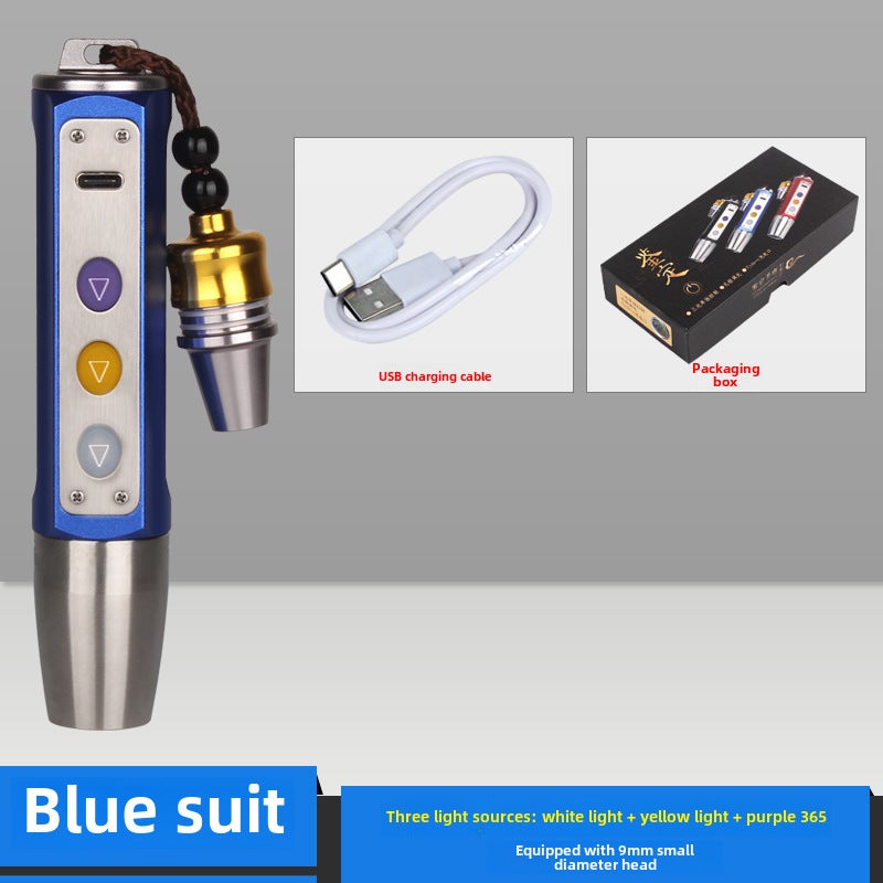 Generic Triple Light Source Crystal Amber Torch Blue [White + Yellow + violet light 365]] 