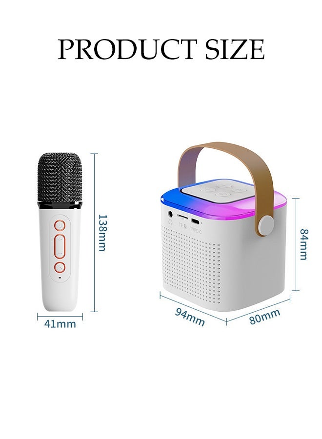 DUNISO 2in1 Bluetooth Speaker and Karaoke Mini Karaoke Machine with 2 Built-in Speakers LED Light Portable Bluetooth Singing Speaker with 2 Wireless Microphones for TV Phone Party Home Outdoor - Image 4