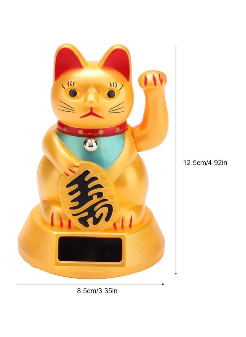 SYOSI - Fortune Lucky Cat, Waving Lucky Cat Solar Powered Welcoming Waving Beckoning Lucky Cat Lovely Waving Money Cat Good Luck Wealth Fortune Cats for Home Display Car Decor Decoration - Image 1