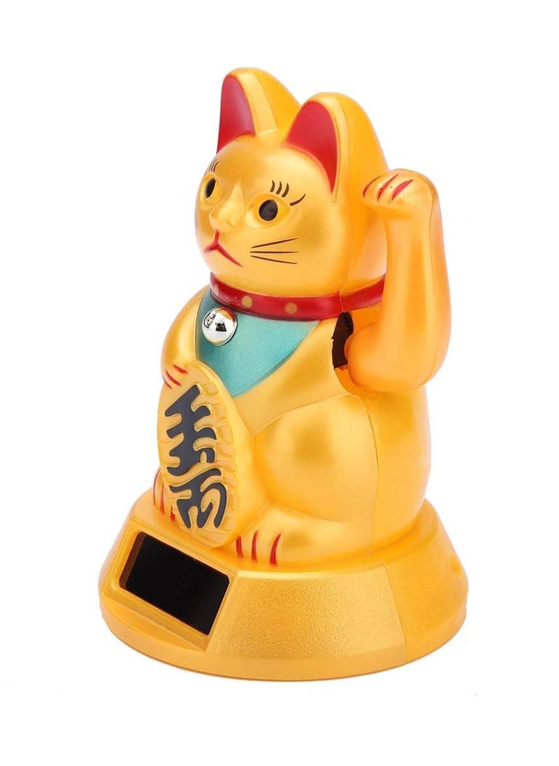 SYOSI - Fortune Lucky Cat, Waving Lucky Cat Solar Powered Welcoming Waving Beckoning Lucky Cat Lovely Waving Money Cat Good Luck Wealth Fortune Cats for Home Display Car Decor Decoration - Image 1