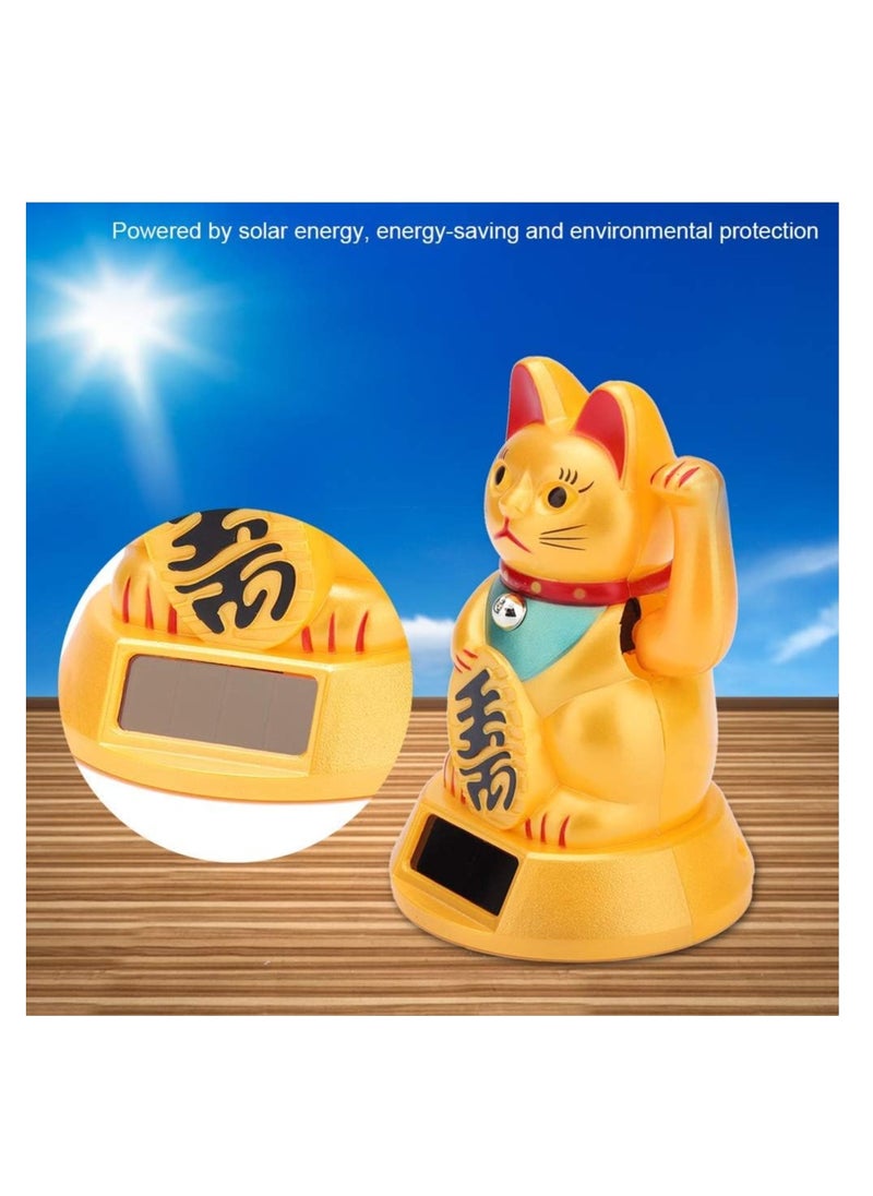 SYOSI - Fortune Lucky Cat, Waving Lucky Cat Solar Powered Welcoming Waving Beckoning Lucky Cat Lovely Waving Money Cat Good Luck Wealth Fortune Cats for Home Display Car Decor Decoration - Image 1