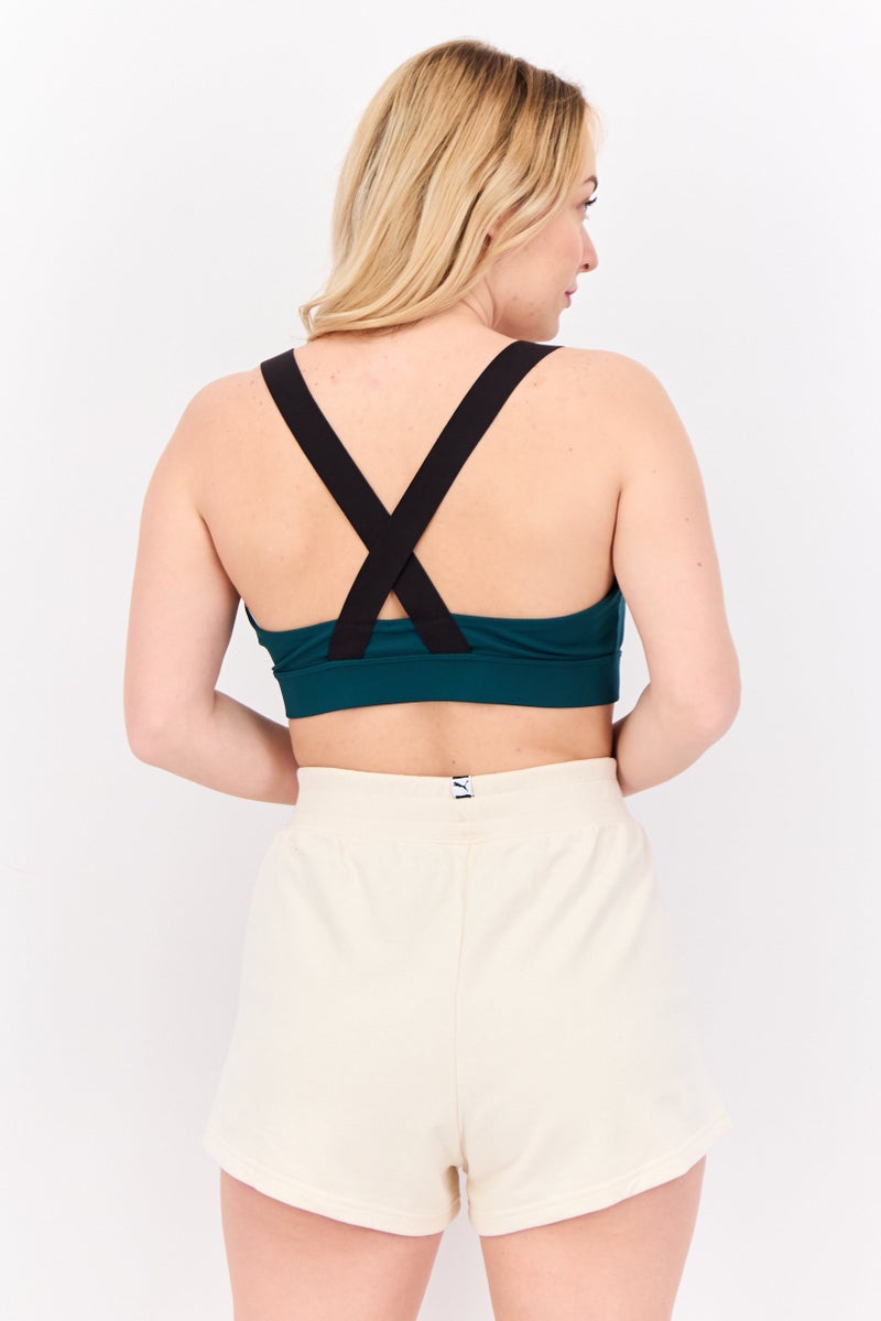 PUMA Women Sportswear Fit Sleeveless Padded Running Sport Bra, Teal Green/Black - Image 3