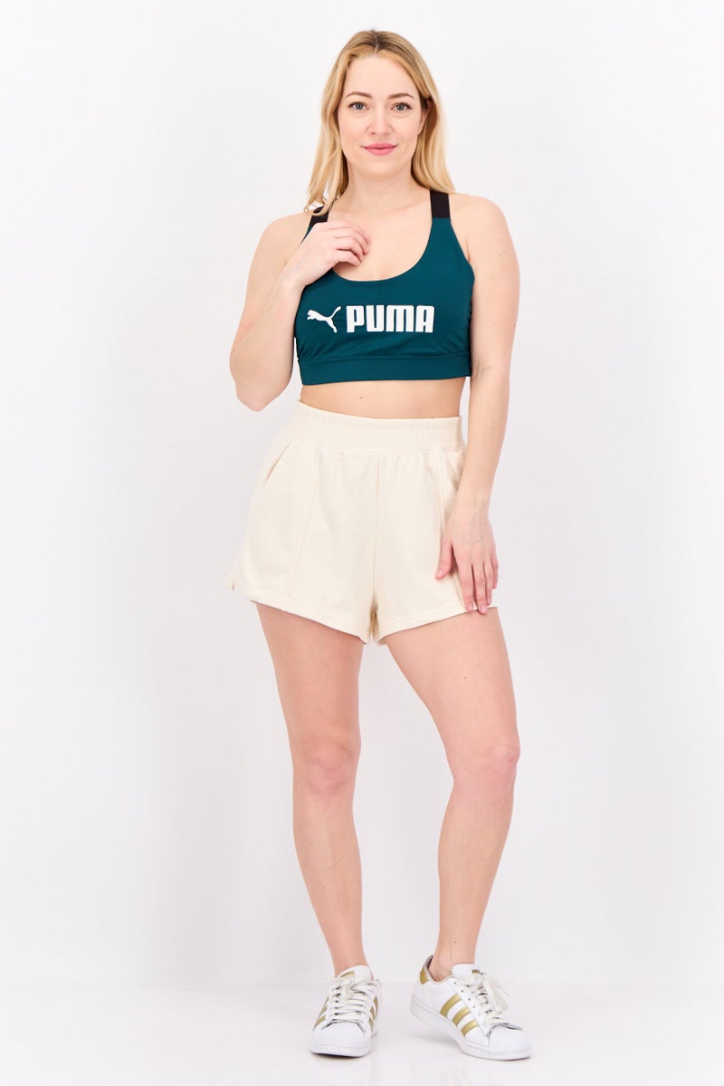PUMA حمالة صدر رياضية نسائية بدون أكمام مبطنة للجري، أخضر مائل إلى الأزرق/أسود - Image 2