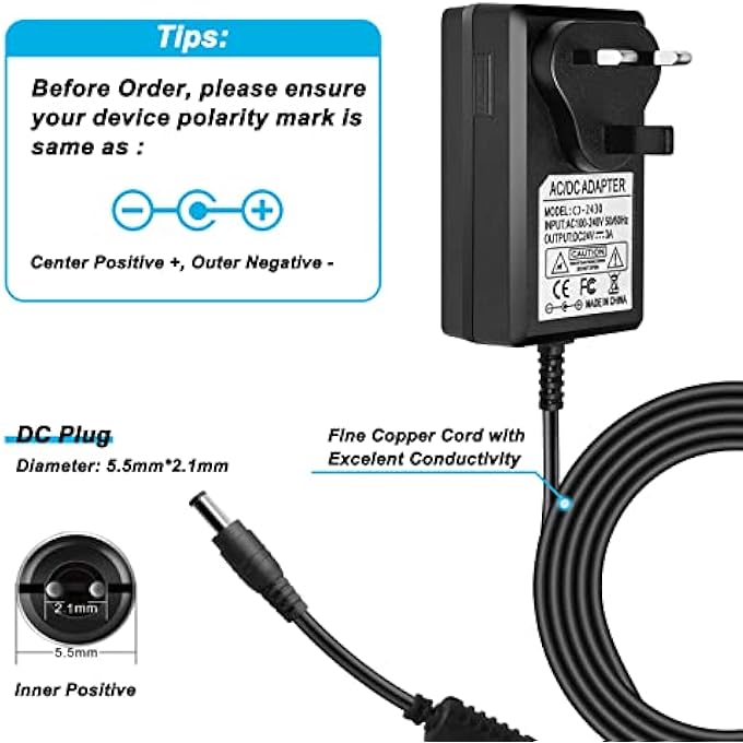 rayihni 24V POWER SUPPLY 24 VOLT 3A AC ADAPTER 72W CHARGER 24V DC TRANSFORMER FOR LED STRIP LIGHT CCTV CAMERA CISCO ROUTER - Image 2