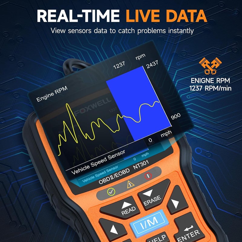 Foxwell NT301 OBD2 Scanner Live Data Professional Mechanic OBDII Diagnostic Code Reader Tool for Check Engine Light - Image 4