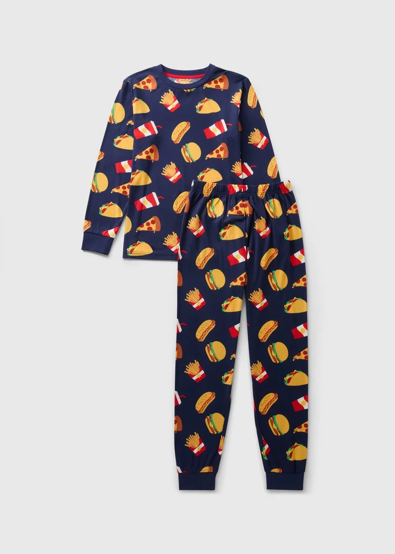 Matalan Boys Food Print Soft Touch Pyjama Set