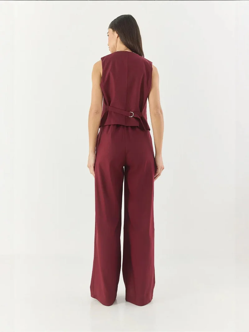 Bianco Lucci LUCCI V-neck Long Sleeved Wide Leg Two-Piece Co-ord Set