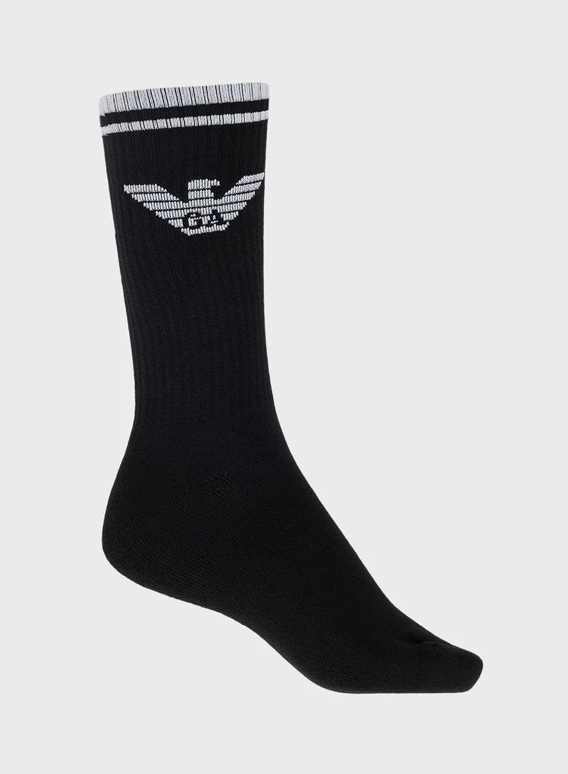 امبوريو ارماني 3 Pack Of Logo Crew Socks