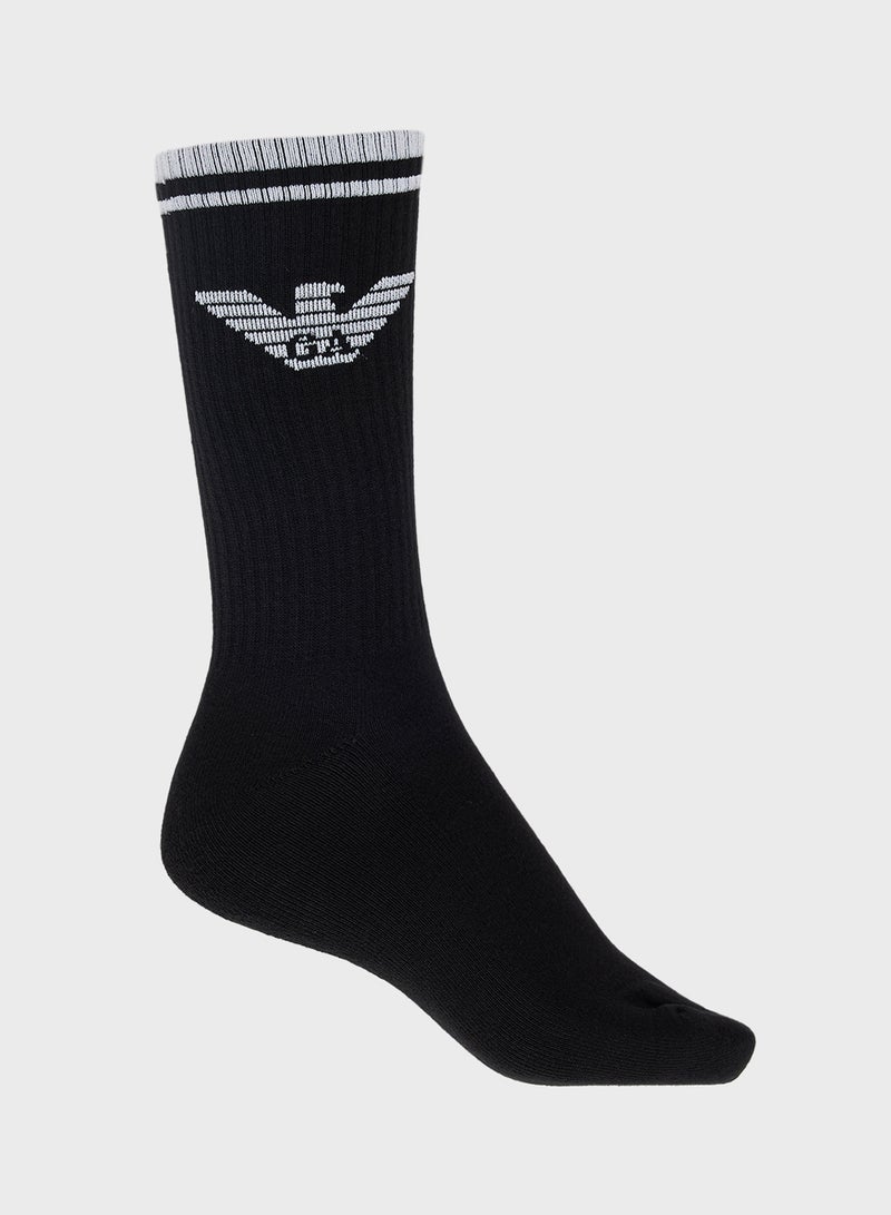 EMPORIO ARMANI 3 Pack Of Logo Crew Socks - Image 3