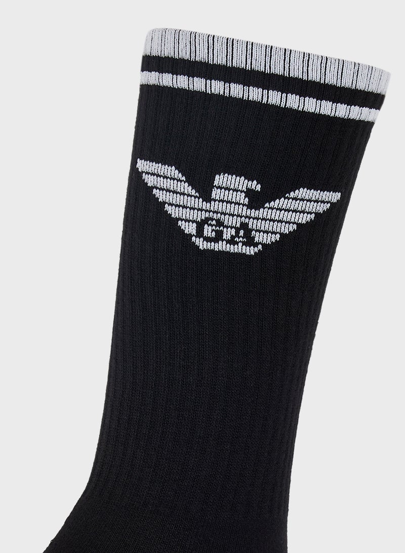 EMPORIO ARMANI 3 Pack Of Logo Crew Socks - Image 5