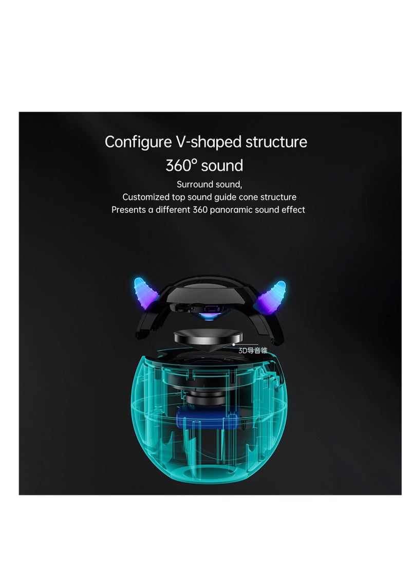 Excefore Wireless Bluetooth Speaker, KASTWAVE Led Flash Portable Outdoor Bedside Kids Room Alarm Clock Subwoofer Music Tf Player with Microphone Hands-Free Call (Black) - Image 4