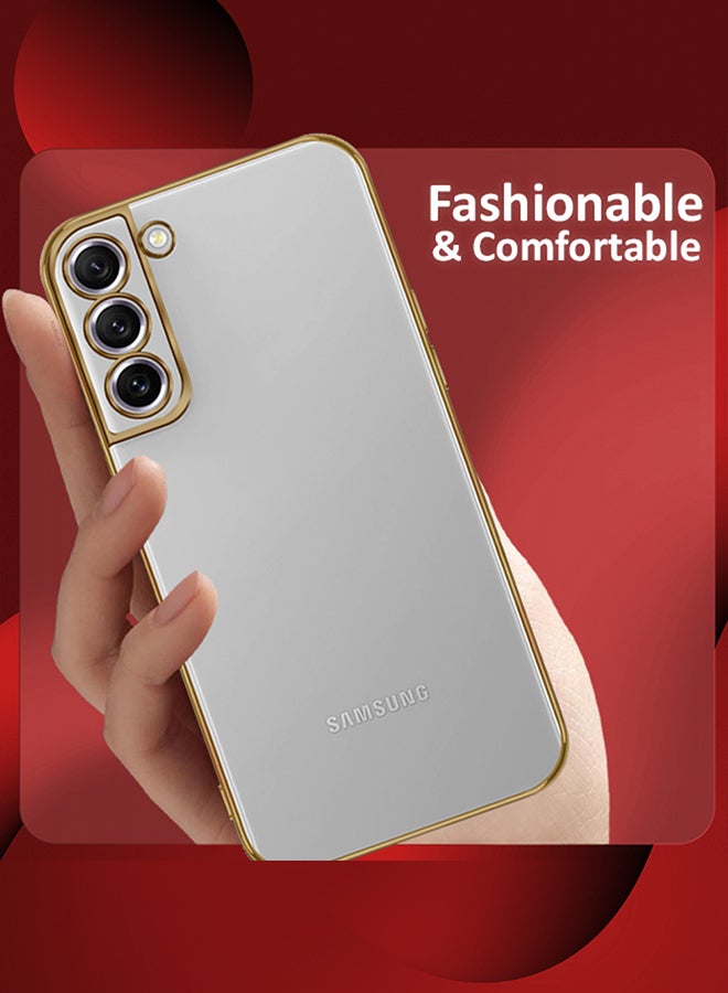 CATANES (For Samsung Galaxy S22) 2Packs, KST Classic Design Premium Transparent Case and Raised Protective Edges with Shockproof Screen Protector - Gold - Image 2