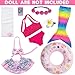 UNICORN ELEMENT 11Pcs 18 Inch Girl Doll Clothes and Accessories Set Including Colorful Mermaid SwimsuitsMobile PhoneHairpinSwimming Circle - Image 4
