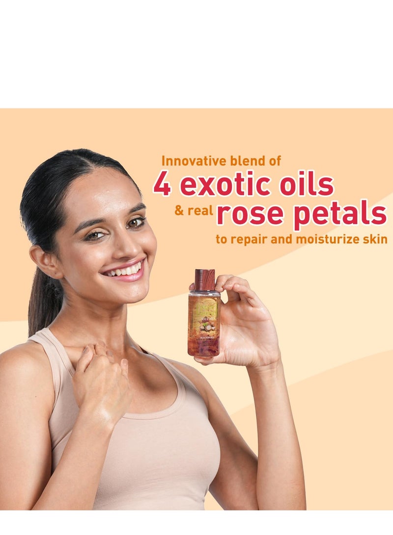 PureSense Macadamia Deep Moisturising Body Oil with Rich Almond Oil  Rose Petals  Nourishes Skin  Relaxes Senses Sulphate  Paraben Free  All Skin Types 100 ml - Image 2