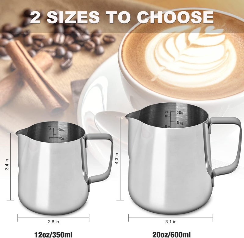ALKAYAN Milk Frothing Jug Pitcher 350ml, Stainless Steel Milk Frother Cup Jug for Cof... - Image 5