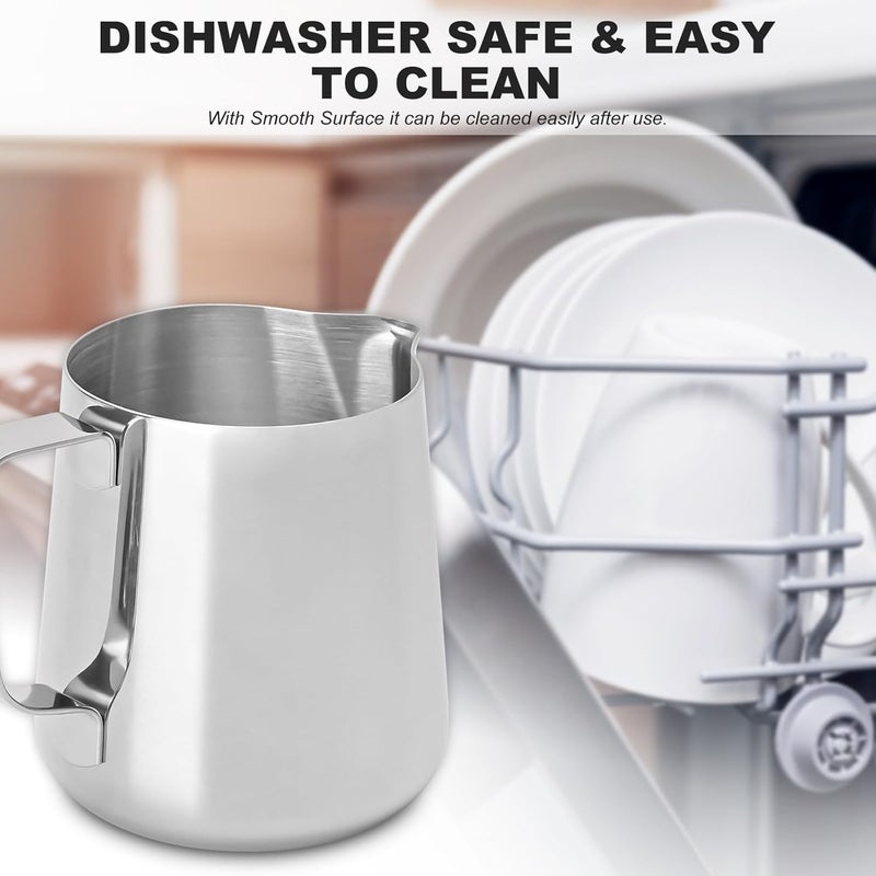 ALKAYAN Milk Frothing Jug Pitcher 350ml, Stainless Steel Milk Frother Cup Jug for Cof... - Image 4
