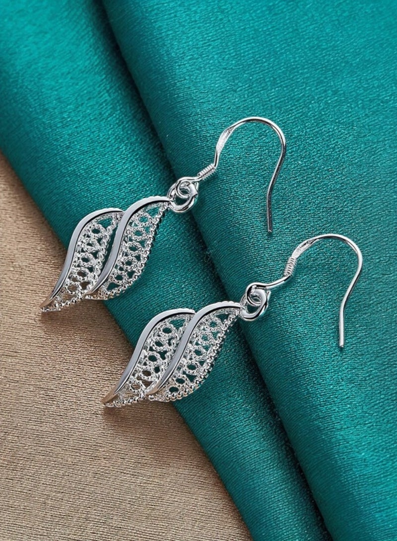 Dangle Charms Elegant 925 Silver Plated Earrings For Women - Image 3