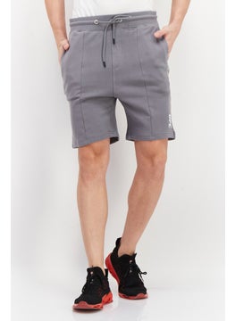 Men Sportswear Fit Brand Logo Outdoor Sweat Shorts, Grey
