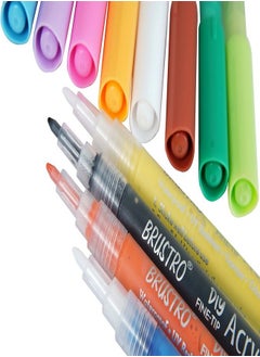 BRUSTRO Acrylic DIY Fine Tip Marker Set of 12 Basic 0.8MM for Craftworks