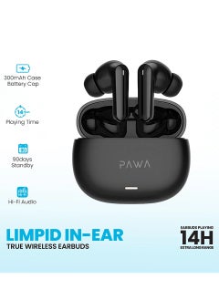 Pawa Limpid In-Ear True Wireless Earbuds / Bluetooth 5.3 / 10m Transmission Distance / 14 Hour playing time / Hi-Fi Audio / ABS Material / 90 days standby - Black  - Image 1
