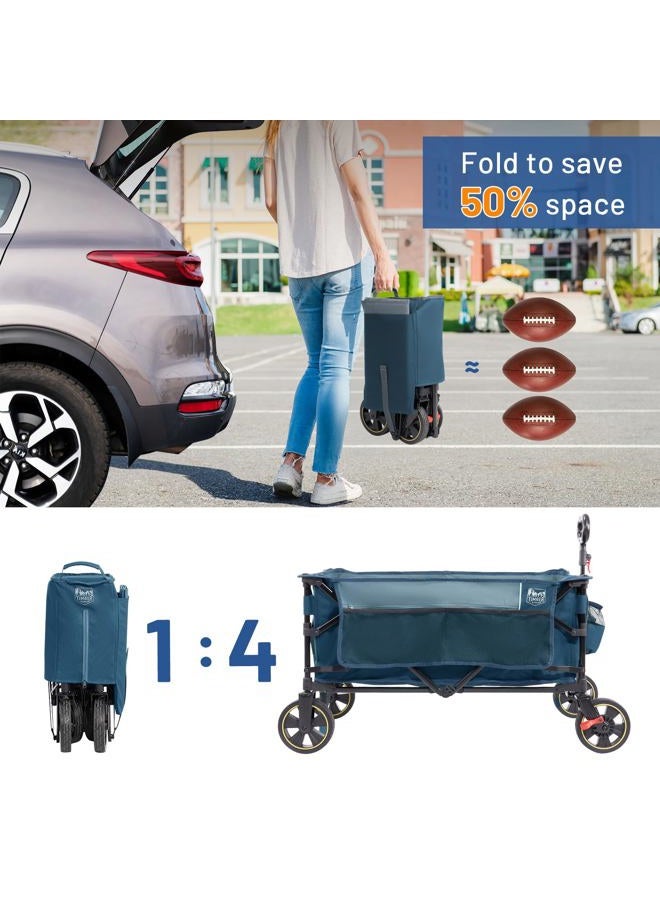 Timber Ridge Collapsible Wagon Cart with Brakes, 200L Large Capacity Compact Portable Easy to Carry Folding Wagon, Utility Grocery Cart for Camping, Gardening, Shopping - Image 5