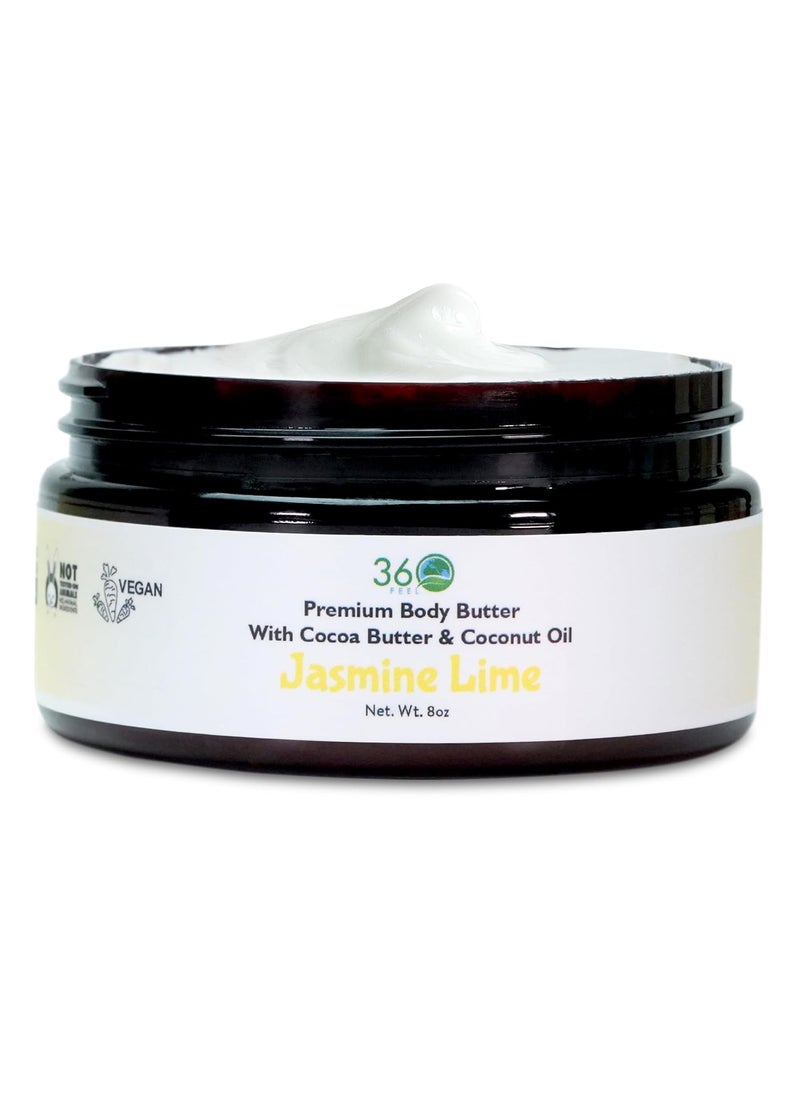 360Feel Jasmine Lime Body Butter  Nourishing Moisturizer with Cocoa  Shea Butter  Coconut  Olive Oil  Plantbased Ingredients  Nongreasy Formula for All Day Use 
