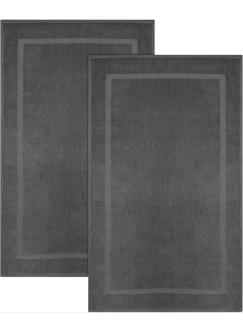 Amber Home Cotton Banded Bath Mat, Floor Mat for Bathroom, Kitchen Mat, Highly Absorbent Machine Washable 50x80 cm Bath Rug, Bathroom Mat Water Absorbent Foot Towel for Home Kitchen and Bathroom Pack of 2 - Image 1